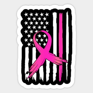 Ribbon Flag USA American Breast Cancer Awareness Sticker